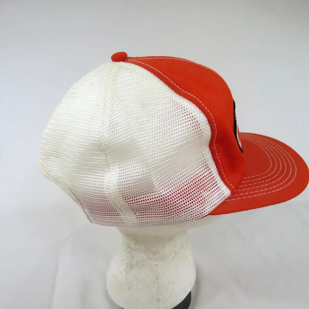 K-Products Hat Farmers Union Insurance Trucker Cap Orange White Snapback NWOT